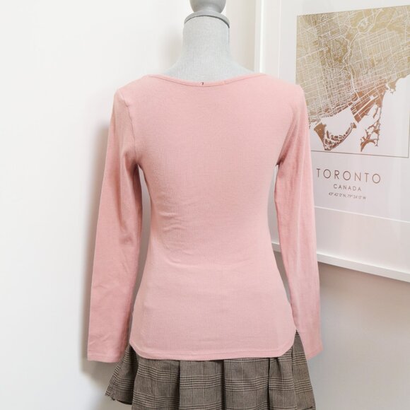 Dusty Pink Long Sleeve Henley 🌸 U2B - Picture 2 of 6